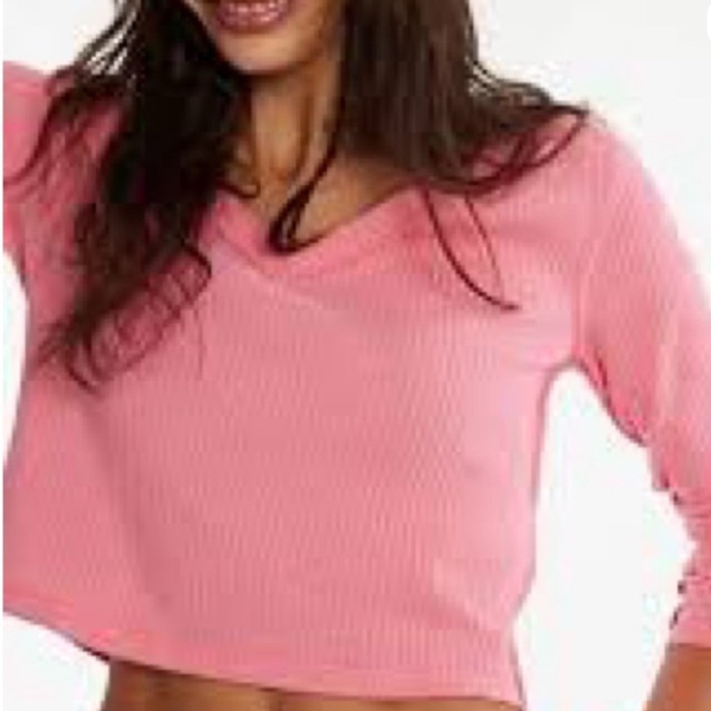 NWOT We The Free Pink Crop Top with Long Sleeves, XL